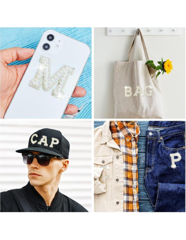 Parches de Letras de Perlas Chuangdi 26 Pcs 4.7 cm Blanco