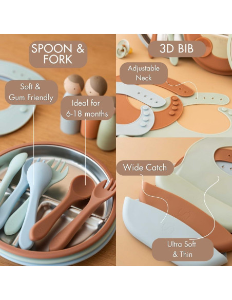 Juego de Alimentación para Bebés TOTS GROUND - Acero Inoxidable