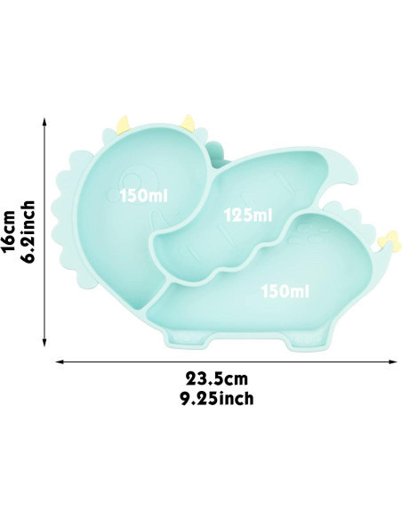 Plato para Niños Qshare de Silicona 28x20 cm Libre de BPA
