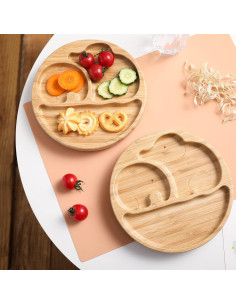 Plato de Bambú Dividido Let's Make con Utensilios para Bebés 2