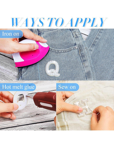 Parches de Letras de Perlas Chuangdi 26 Pcs 4.7 cm Blanco