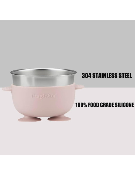 Set de Alimentación para Bebés PandaEar 6 en 1 Acero Inoxidable Rosa