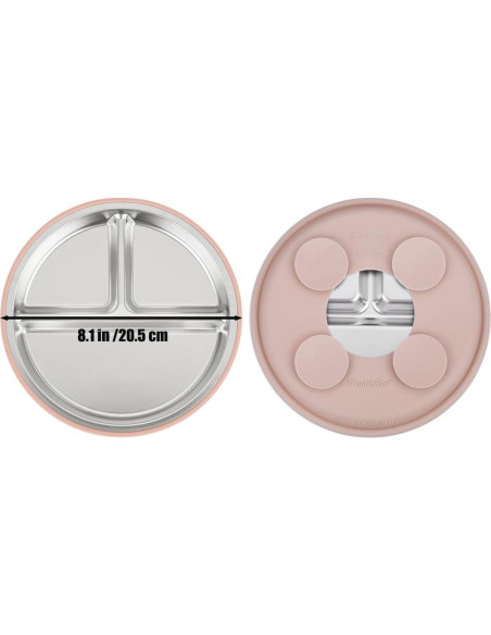 Set de Alimentación para Bebés PandaEar 6 en 1 Acero Inoxidable Rosa