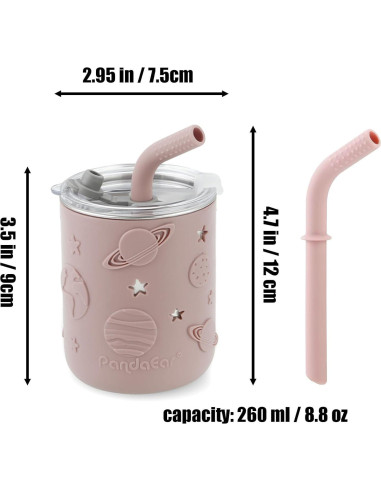 Set de Alimentación para Bebés PandaEar 6 en 1 Acero Inoxidable Rosa
