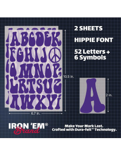 Letras de Planchar Moradas Iron 'Em 2" Dura-Felt para Tela 2