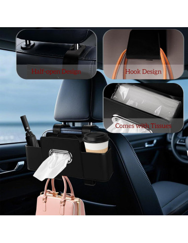 Organizador de Asiento Trasero de Coche Toresper Negro 4 Compartimentos