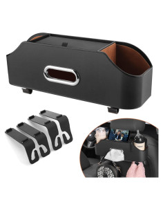 Organizador de Respaldo de Asiento de Coche HALOYIVGO Negro - Con Portavasos y Caja de Tissue