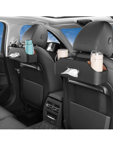 Organizador de Respaldo de Asiento de Coche HALOYIVGO Negro - Con Portavasos y Caja de Tissue