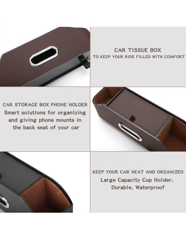 Organizador de Respaldo de Asiento de Coche HALOYIVGO Negro - Con Portavasos y Caja de Tissue