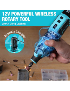 DURATECH Herramienta Rotativa Inalámbrica 12V 118PCS Accesorios 2