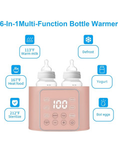 Calentador de Biberones 6 en 1 Rosa - Multifuncional con Temporizador 2