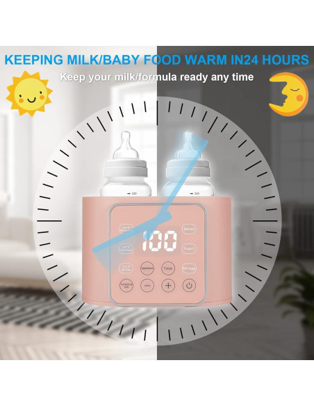 Calentador de Biberones 6 en 1 Rosa - Multifuncional con Temporizador