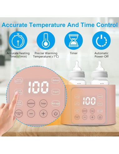 Calentador de Biberones 6 en 1 Rosa - Multifuncional con Temporizador