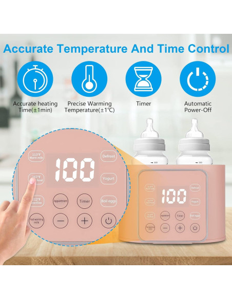 Calentador de Biberones 6 en 1 Rosa - Multifuncional con Temporizador