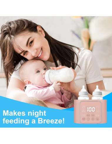 Calentador de Biberones 6 en 1 Rosa - Multifuncional con Temporizador