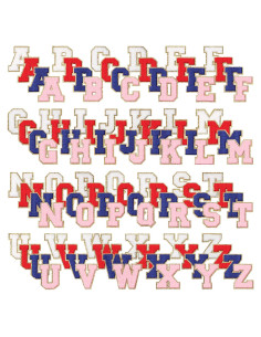 104 Parches Bordados Letras A-Z Geosar 6 cm Color Brillante