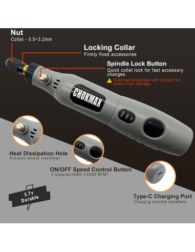 Herramienta Rotativa Inalámbrica CHOKMAX 3 Velocidades 72 Accesorios