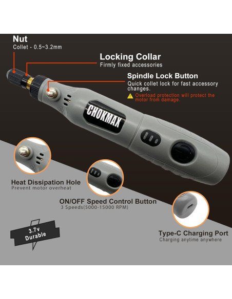 Herramienta Rotativa Inalámbrica CHOKMAX 3 Velocidades 72 Accesorios