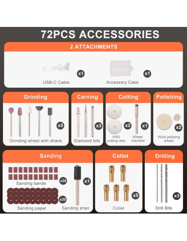 Herramienta Rotativa Inalámbrica CHOKMAX 3 Velocidades 72 Accesorios