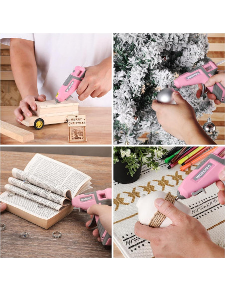 Pistola de Pegamento Caliente Inalámbrica WORKPRO 3.6V Rosa