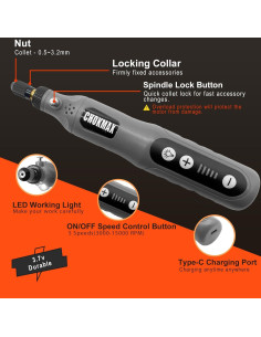 Mini Herramienta Rotativa Inalámbrica CHOKMAX 5 Velocidades 72 Accesorios 2