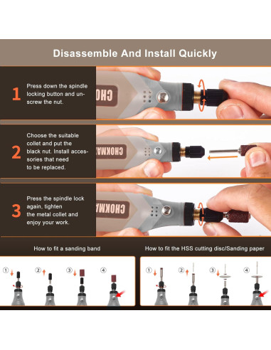 Mini Herramienta Rotativa Inalámbrica CHOKMAX 5 Velocidades 72 Accesorios
