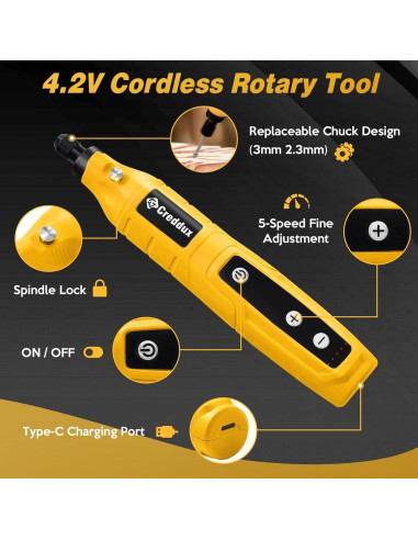 Herramienta Rotativa Inalámbrica Creddux 4.2V 71 Accesorios