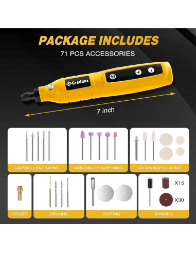 Herramienta Rotativa Inalámbrica Creddux 4.2V 71 Accesorios