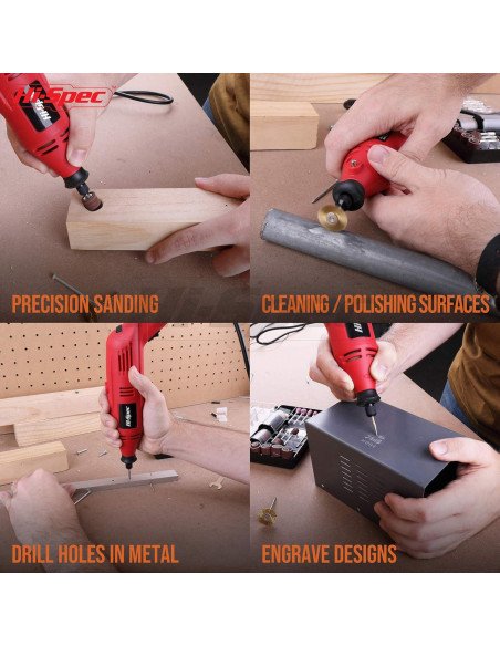 Kit de Herramientas Rotativas Eléctricas Hi-Spec 130W 121 Piezas