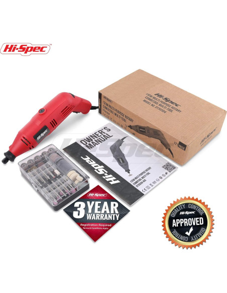 Kit de Herramientas Rotativas Eléctricas Hi-Spec 130W 121 Piezas
