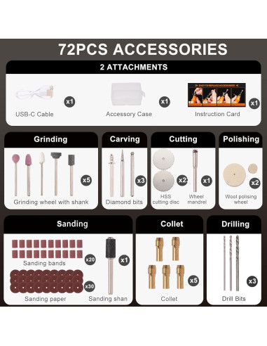 Herramienta Rotativa Inalámbrica YEPLING HJ102 3.7V 72 Accesorios