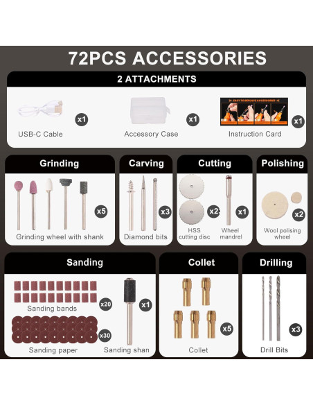 Herramienta Rotativa Inalámbrica YEPLING HJ102 3.7V 72 Accesorios