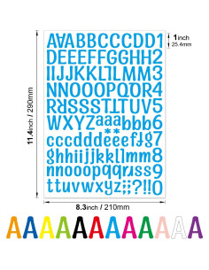 1512 Etiquetas de Alfabeto Vinilo ZJWZSLI 12 Hojas 29x21cm 2