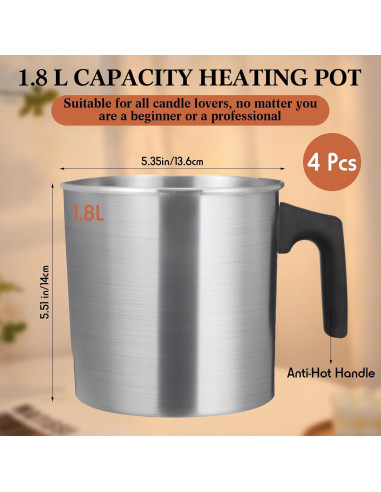 Ollas de Vertido para Velas Ziliny - 4 Pcs Aluminio 1.8 L