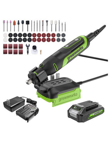 Kit Herramienta Rotativa Inalámbrica Greenworks 24V 52 Accesorios