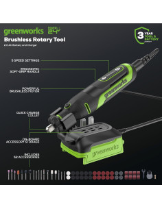 Kit Herramienta Rotativa Inalámbrica Greenworks 24V 52 Accesorios 2