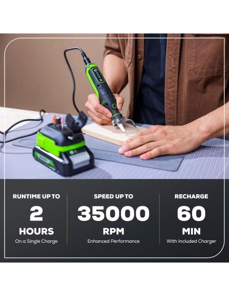 Kit Herramienta Rotativa Inalámbrica Greenworks 24V 52 Accesorios