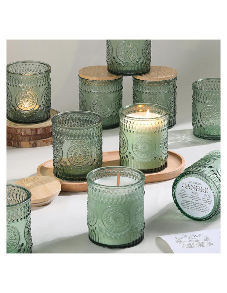 10 Tarros de Vidrio para Hacer Velas DARJEN 211.65 g Verde