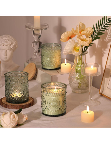 10 Tarros de Vidrio para Hacer Velas DARJEN 211.65 g Verde