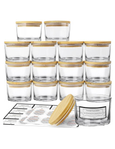 Tarros de Vela de Vidrio CONNOO 4oz - Paquete de 15 con Tapas