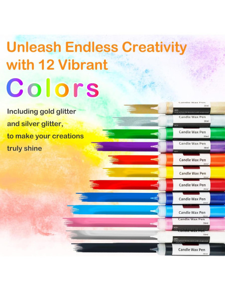 Juego de Bolígrafos de Cera VVF - 12 Colores para Velas DIY