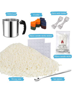 Kit para Hacer Velas DINGPAI - Olla 1300ml, Cera Soja, Mechas 2