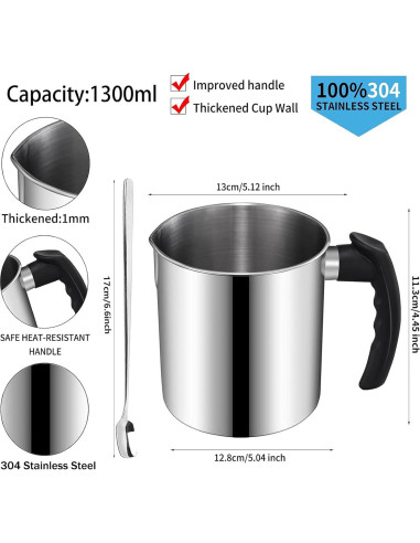 Kit para Hacer Velas DINGPAI - Olla 1300ml, Cera Soja, Mechas