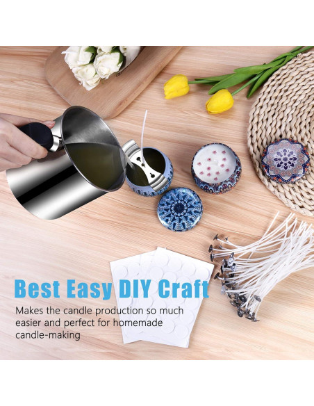 Kit para Hacer Velas DINGPAI - Olla 1300ml, Cera Soja, Mechas