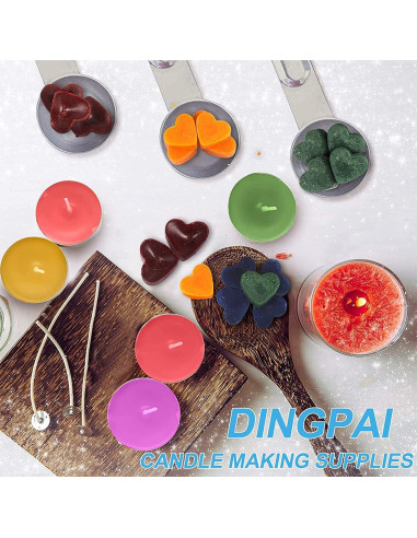 Kit para Hacer Velas DINGPAI - Olla 1300ml, Cera Soja, Mechas