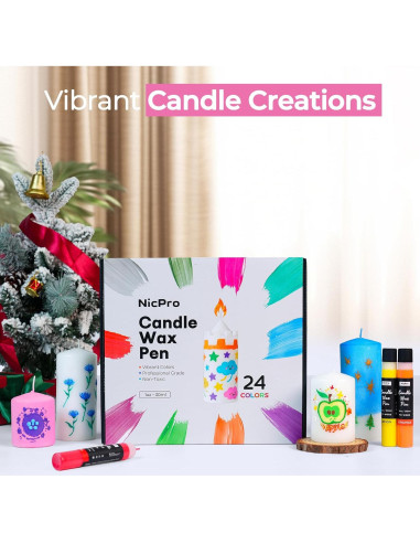 Bolígrafo de Cera para Velas Nicpro 24 Colores 30 ml