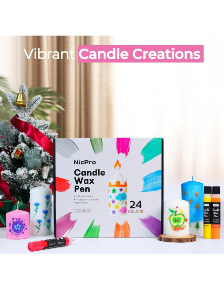Bolígrafo de Cera para Velas Nicpro 24 Colores 30 ml