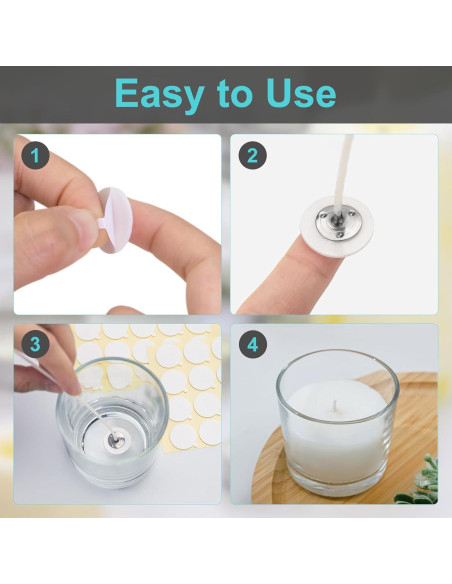 2400 Pegatinas para Mechas de Velas Aubeco - Doble Cara Resistente al Calor