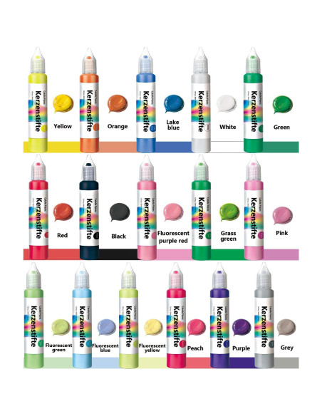 Bolígrafo de Cera para Velas GooBoom, 16 Colores No Tóxicos