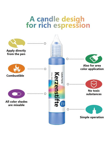 Bolígrafo de Cera para Velas GooBoom, 16 Colores No Tóxicos